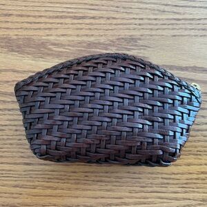 NWT Vintage Saks Fifth Avenue Leather Brown Woven Clutch
